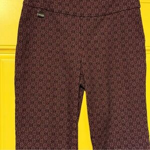 LISETTE L Montreal Burgundy and Black Patterned pants SZ large